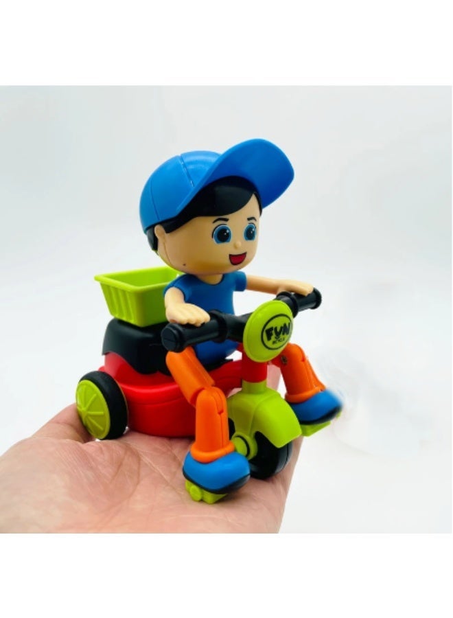 Mini Tricycle Toy - Automatic 360 Degree Rotating Tricycle Toys - Friction-Powered Cartoon Scooter for Kids with Back Basket - Perfect Gift for Little Adventurers - Image 5