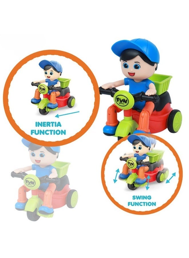 Mini Tricycle Toy - Automatic 360 Degree Rotating Tricycle Toys - Friction-Powered Cartoon Scooter for Kids with Back Basket - Perfect Gift for Little Adventurers - Image 3
