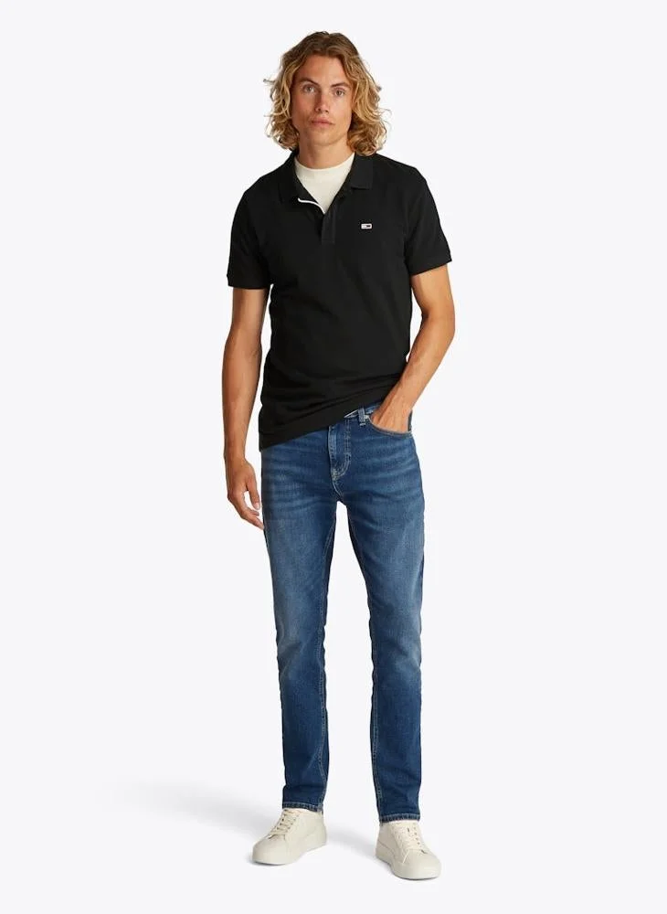 TOMMY JEANS  Tommy Flag Slim Fit Pique Polo Shirt for Men | Best Price UAE