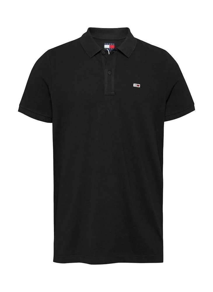 TOMMY JEANS  Tommy Flag Slim Fit Pique Polo Shirt for Men | Best Price UAE