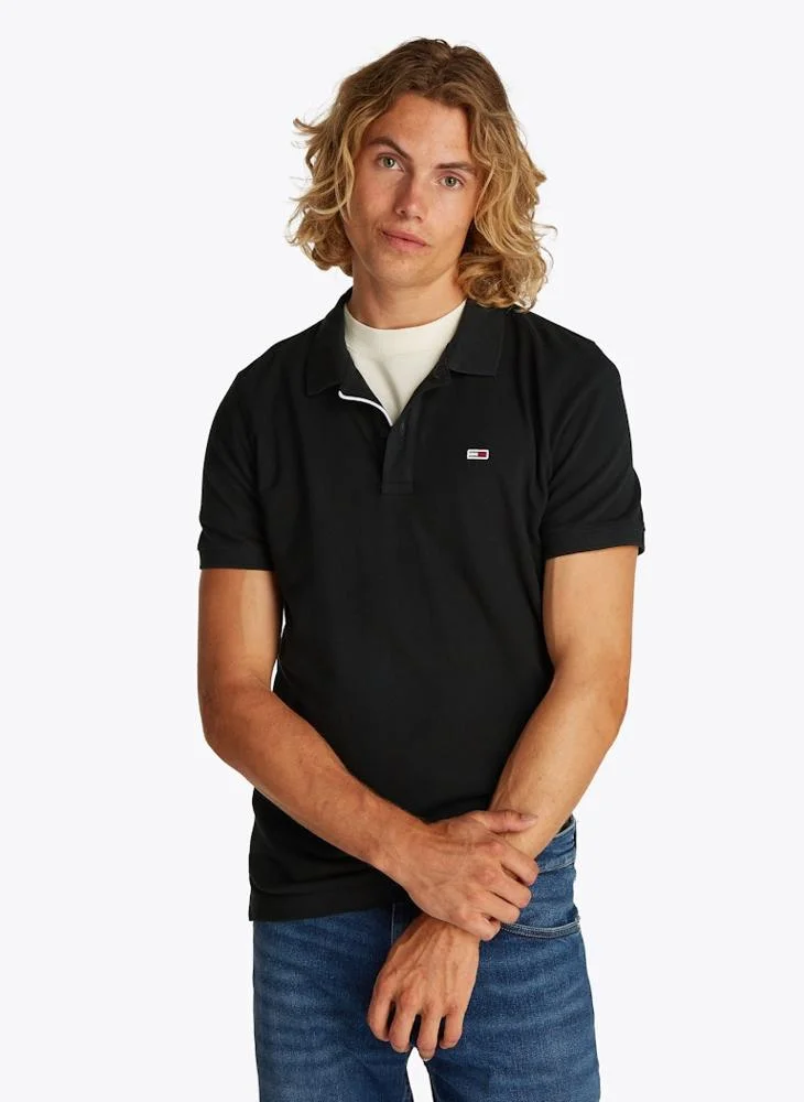 Tommy Flag Slim Fit Pique Polo Shirt