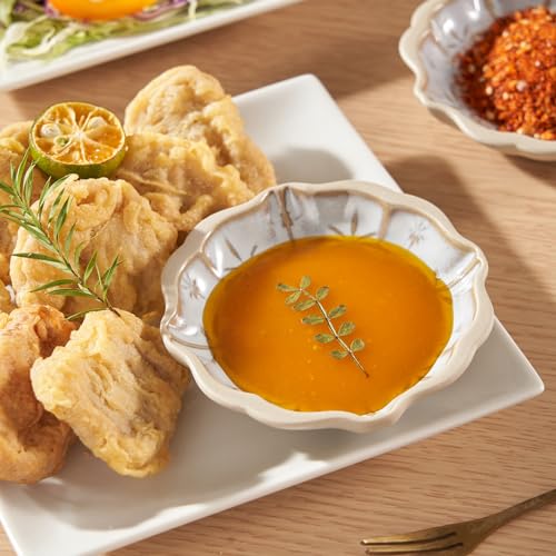 Meideal Ceramic Soy Sauce Dish, 2 Oz Beige Dipping Bowls Set, Small Serving Bowls, Set of 2 Mini Dip Plates for Side Dishes, Ketchup, Appetizer, Soy, Vinegar, Sushi, BBQ, Party, Condiments (I) - Image 4