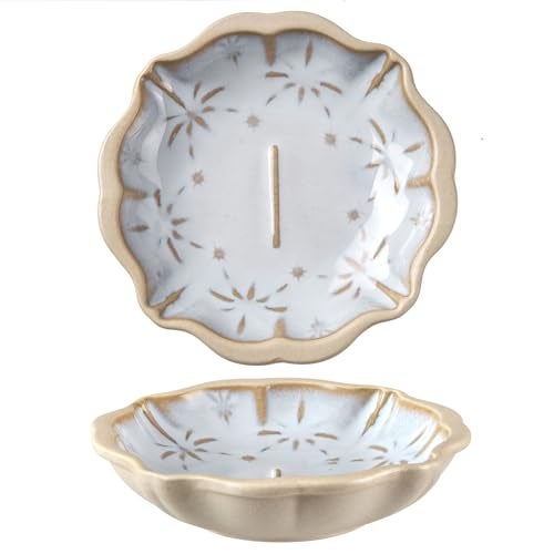 Meideal Ceramic Soy Sauce Dish, 2 Oz Beige Dipping Bowls Set, Small Serving Bowls, Set of 2 Mini Dip Plates for Side Dishes, Ketchup, Appetizer, Soy, Vinegar, Sushi, BBQ, Party, Condiments (I) - Image 1