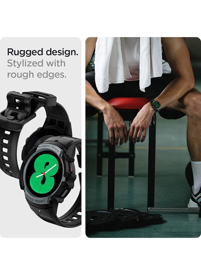 Spigen - Rugged Armor Pro Designed for Samsung Galaxy Watch FE (2024), 5 40mm (2022), 4 40mm (2021) Band with Case Protector - Charcoal Gray - Image 1