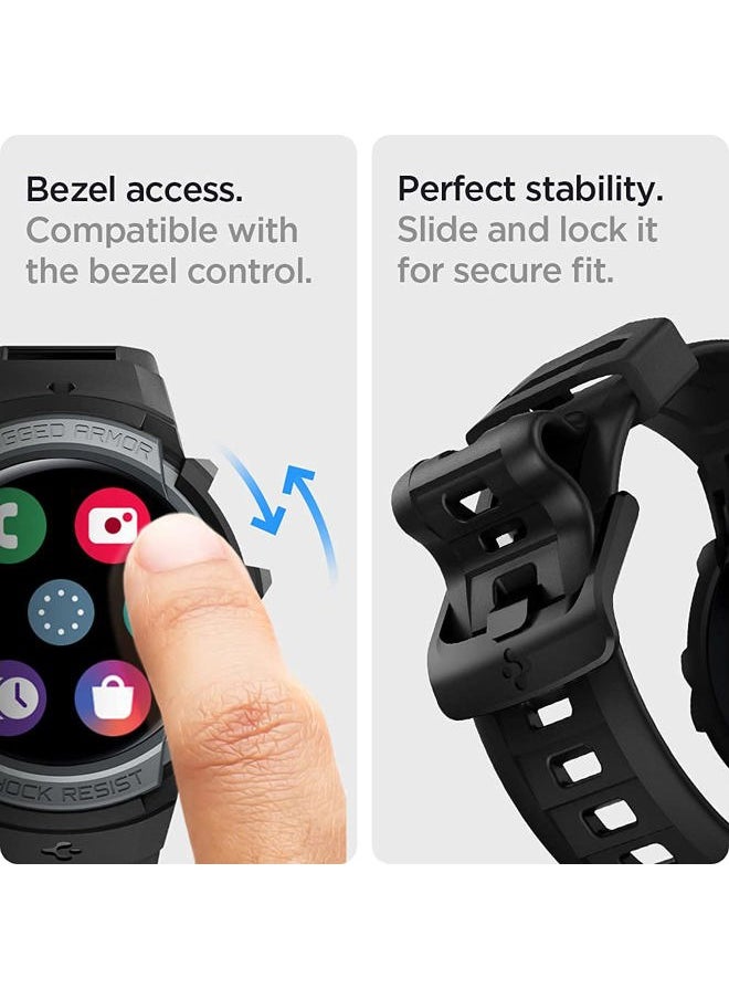 Spigen - Rugged Armor Pro Designed for Samsung Galaxy Watch FE (2024), 5 40mm (2022), 4 40mm (2021) Band with Case Protector - Charcoal Gray - Image 1