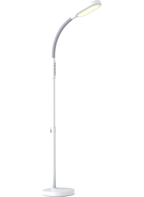 Verilux Verilux HappyLight Duo - 2-in-1 Light Therapy & Task Floor Lamp - UV-Free Full Spectrum LED, 10,000 LUX, Adjustable Brightness and Color, Flexible Gooseneck, and Adjustable Height 