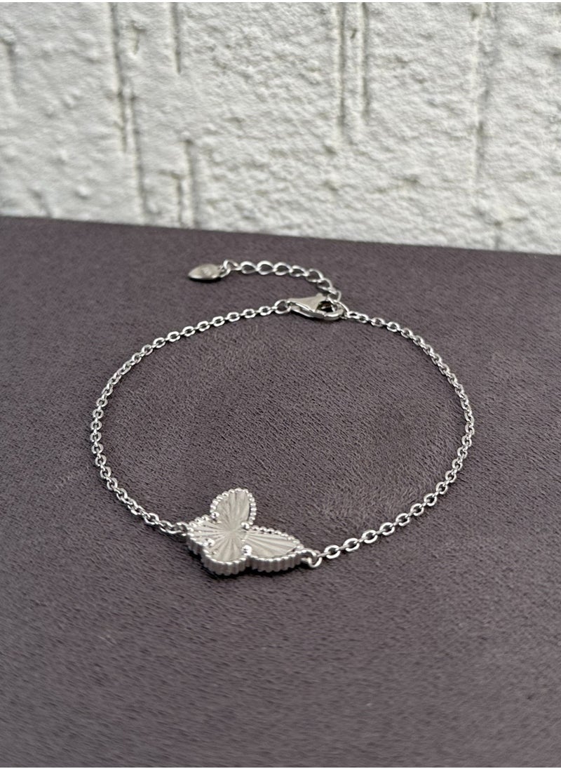 Al Kasr Jewelry Butterfly Charm Bracelet - Adjustable - Sterling Silver 925-Plated Rhodium White Gold 18K  - Image 1