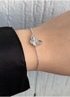 Butterfly Charm Bracelet - Adjustable - Sterling Silver 925-Plated Rhodium White Gold 18K - pzsku/ZBD6ECAA88DDD18AC44C8Z/45/_/1737136636/8a73b22b-65a1-4072-8526-ba6cdca69804