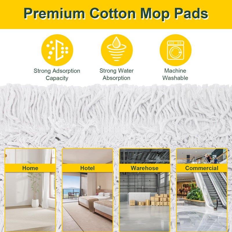 Ylebs 24" Commercial Dust Mops for Floor Cleaning with 2 Replacement Mop Pads, Heavy Duty Large Dust Mop for Hardwood Floors, Industrial Wet Dry Floor Duster for Office Garage Warehouse Factory Mall - Image 4