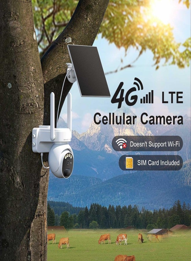 HOSAFE.COM 4G LTE Security Camera Outdoor, 360° PTZ Outdoor Camera for Remote Areas, Solar Camera Outdoor Wireless, PIR Motion Detection, 2K Color Night Vision, 2-Way Talk, IP66 Waterproof, Wall/Ceiling Mount - Image 2