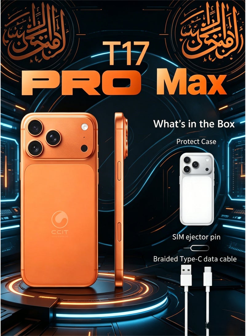 CCIT T17 Promax Smartphone, 16GB RAM, 1TB Storage, 6.8-inch HD Display, 5G Network, 6000mAh Battery -Orange - Image 4