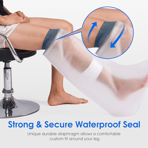 COMFYTHERA Waterproof Cast Cover for Shower Ankle Wound Protector Bath Adult Watertight Cast Bag Showering for Surgery Foot, Ankle, Burns Reusable (B-Short Leg) - Image 4