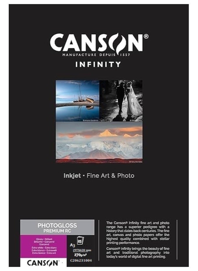 CANSON Infinity Photogloss Premium Rc Glossy A3 25 Sheets - Image 1