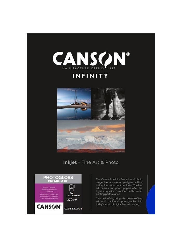 CANSON Infinity Photogloss Premium Rc Glossy A3 25 Sheets - Image 3