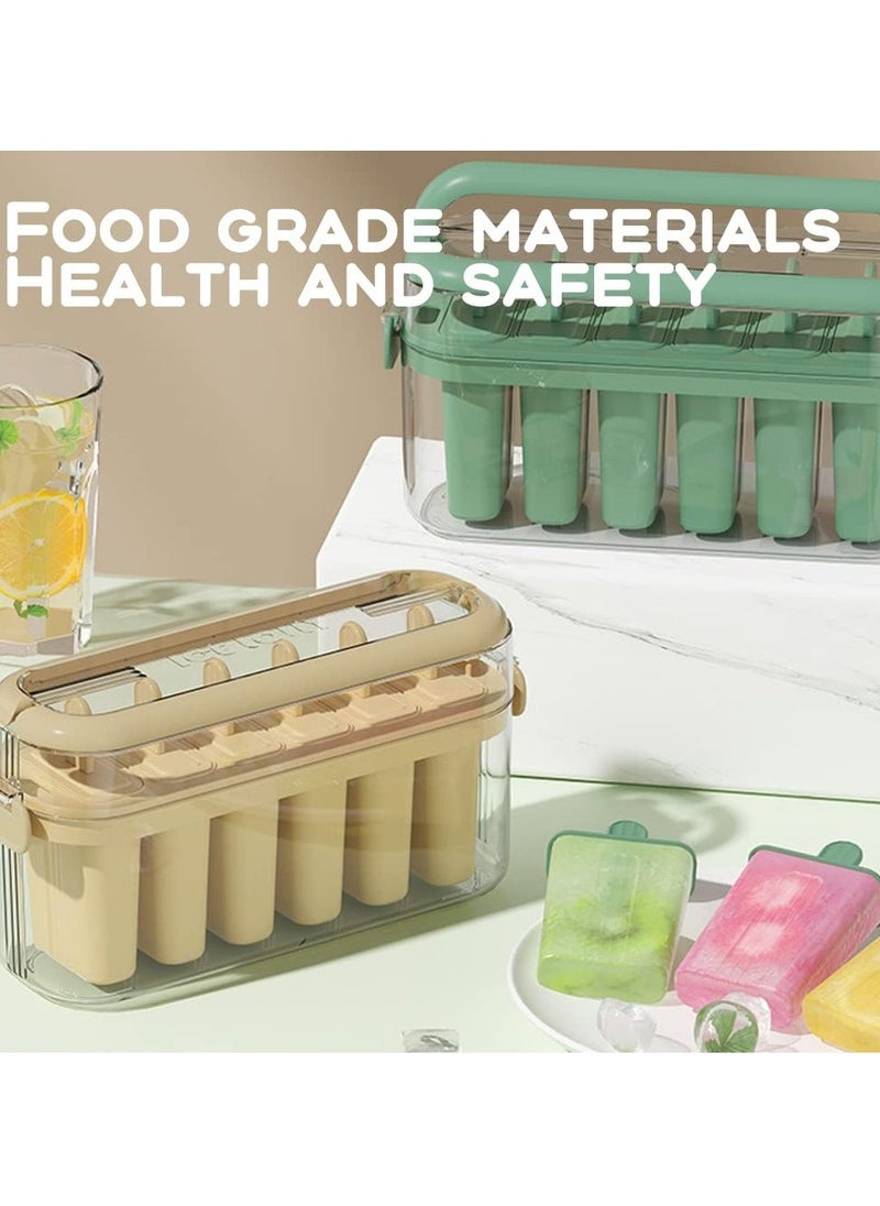 Generic - Popsicle Molds,  Ice Pop Mold Homemade Ice Pop u0026 Ice Cream Six Plastic Ice Cream Makers Easy Release Reusable DIY Popsicle Maker (Green) - Image 1