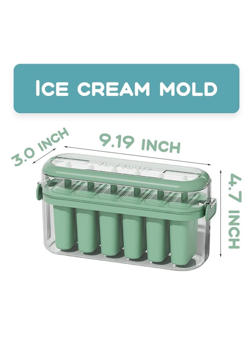 Generic - Popsicle Molds,  Ice Pop Mold Homemade Ice Pop u0026 Ice Cream Six Plastic Ice Cream Makers Easy Release Reusable DIY Popsicle Maker (Green) - Image 1