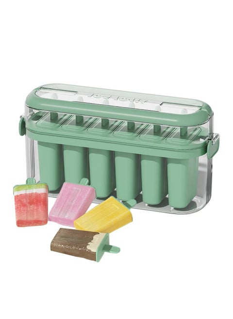Popsicle Molds,  Ice Pop Mold Homemade Ice Pop u0026 Ice Cream Six Plastic Ice Cream Makers Easy Release Reusable DIY Popsicle Maker (Green)