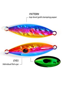 Beauenty Slow Flat Fall Jig, 100g Vertical Jigs Saltwater Artificial Bait Boat Fishing Lures Jigging Lures, for Tuna Kingfish Bass Salmon  - Image 4