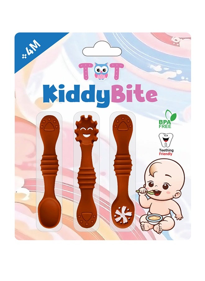 TOT Baby Silicon Spoons And Fork Set - Raw Sienna  - Image 1