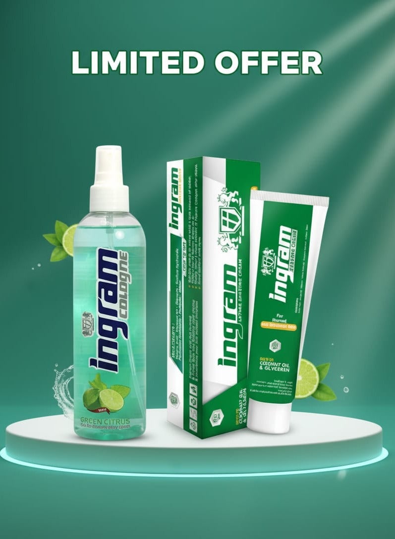 إنجرام كريم الحلاقة 60 جم و كولونيا فريش سيترس جرين 250 مل - Image 2