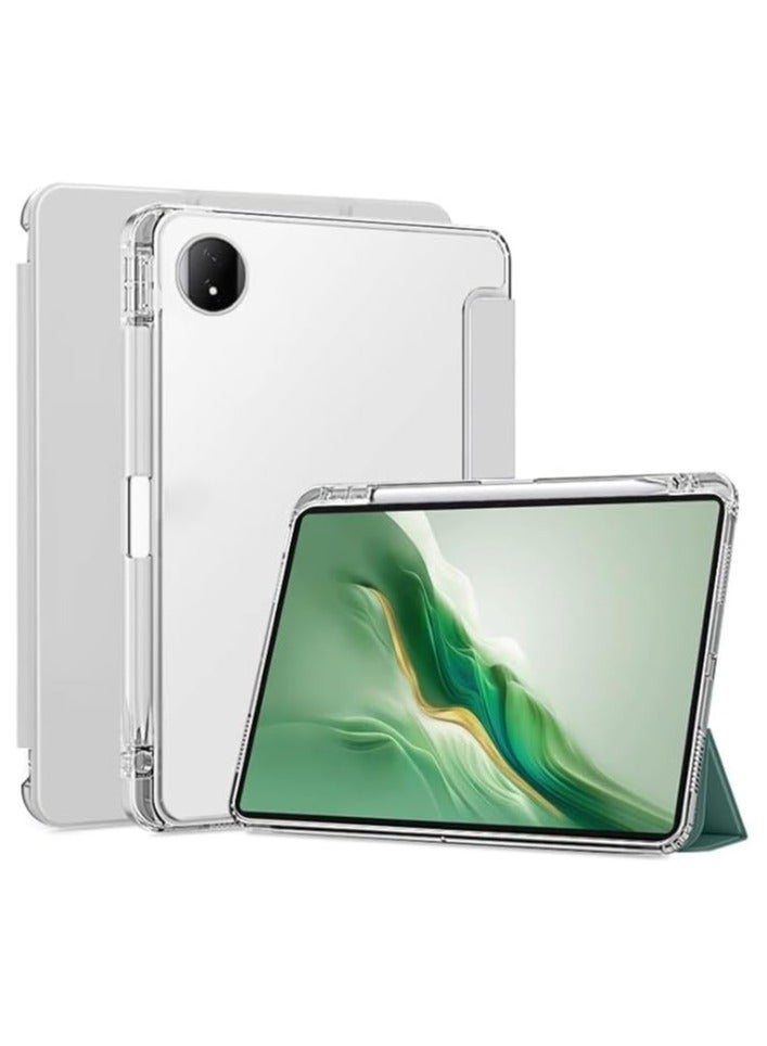 متوافقة مع حالة Honor MagicPad 2 بحجم 12.3 بوصة لعام 2024 | غطاء رفيع من TPU مع حامل قلم | غطاء خلفي شفاف صلب ذكي مع وظيفة التأقلم وإيقاف واستئناف النوم التلقائي.