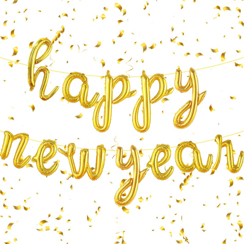 Corabsar New Years Decorations 2026 16 Inch Happy New Year Balloons Gold Letter Foil New Years Balloons for 2026 New Year Party Supplies Decorations - Image 3