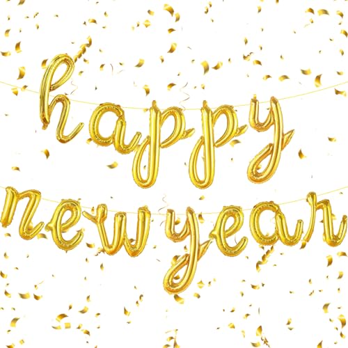 Corabsar New Years Decorations 2026 16 Inch Happy New Year Balloons Gold Letter Foil New Years Balloons for 2026 New Year Party Supplies Decorations - Image 1