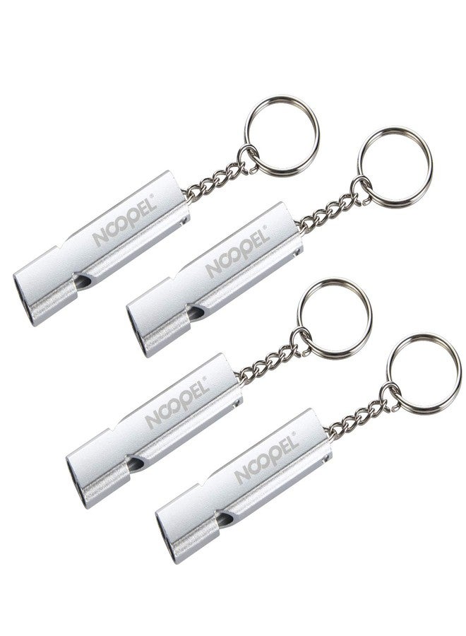 Noopel Emergency Whistles Lifeguard Safety Whistle with Lanyard and Keychain for Outdoor Camping Hiking Boating Hunting Fishing Kayak Kids Rescue Signaling Loud Survival Whistle (4 Pack Silver) - Image 2