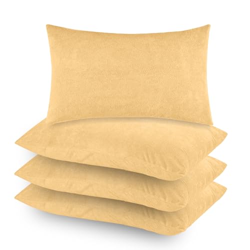 Mattress Protector Premium Waterproof Pillow Protector with Zippered Closure| Hypoallergenic & Protects from Dust Mites, Bed Bugs & Liquid Spills, Standard Size(18x28 Inch -Beige )- Pack of 4 - Image 1
