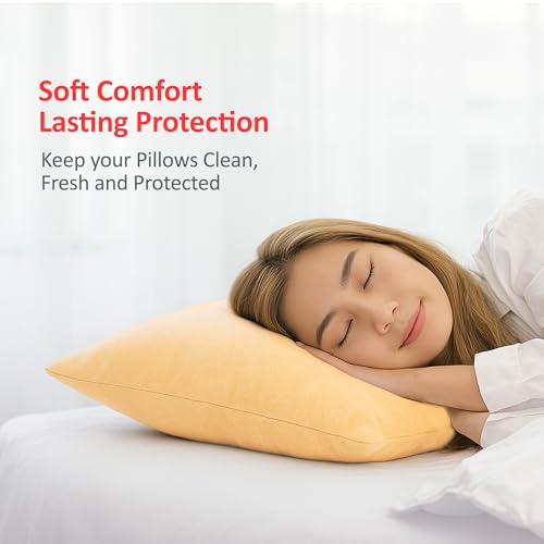 Mattress Protector Premium Waterproof Pillow Protector with Zippered Closure| Hypoallergenic & Protects from Dust Mites, Bed Bugs & Liquid Spills, Standard Size(18x28 Inch -Beige )- Pack of 4 - Image 5