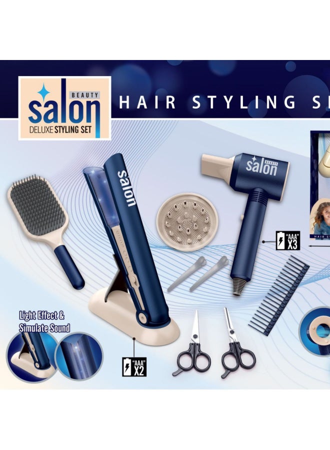 Hair Dryer Hair Salon Suit Children's Toys Play House Combing Makeup Girls Toys-Color:Hair Salon Life Equipment (english Color Box) - Image 4