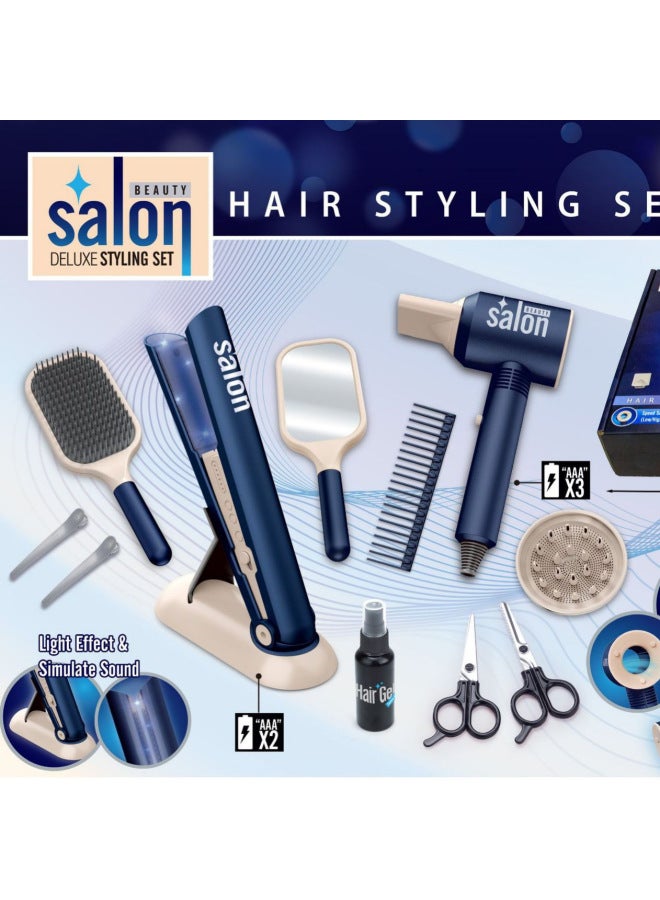 Hair Dryer Hair Salon Suit Children's Toys Play House Combing Makeup Girls Toys-Color:Hair Salon Life Equipment (english Color Box) - Image 2