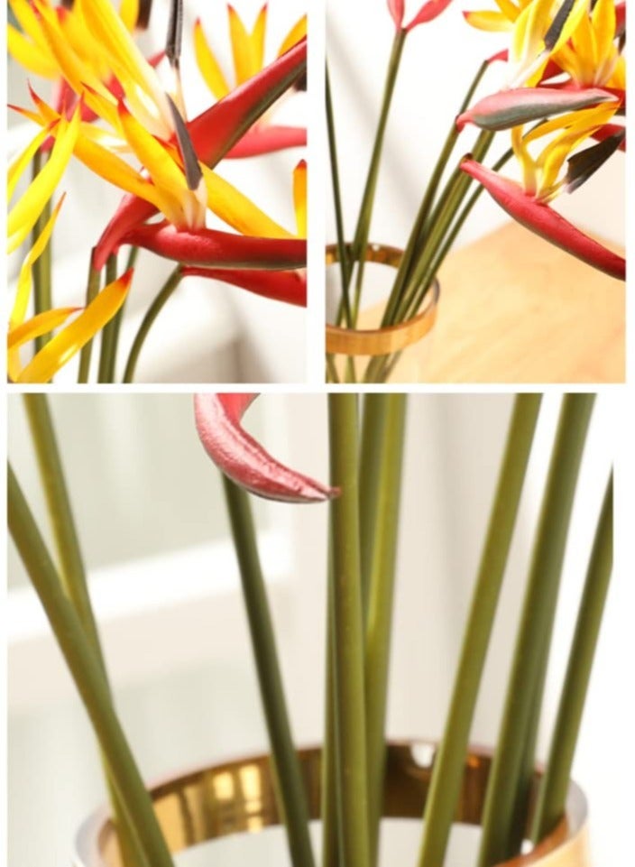 10-Pack UV Resistant Bird of Paradise Artificial Flowers - 22 Inch Tropical Faux Plants for Home, Garden, Office, and Wedding Decor - Vibrant Yellow Color, No Fade, Perfect for Year-Round Use