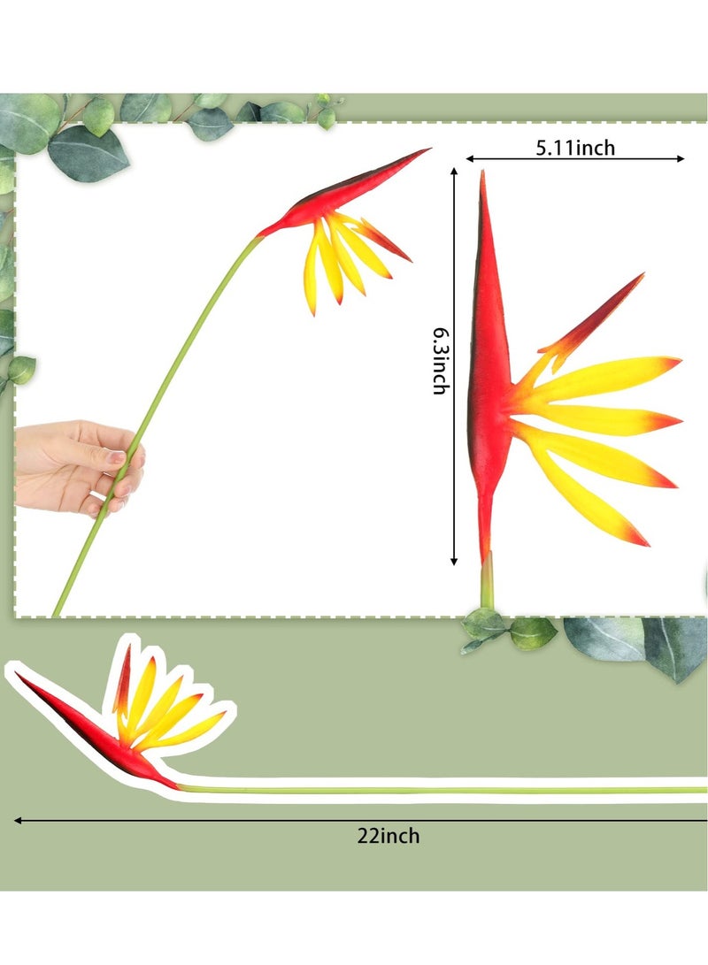 10-Pack UV Resistant Bird of Paradise Artificial Flowers - 22 Inch Tropical Faux Plants for Home, Garden, Office, and Wedding Decor - Vibrant Yellow Color, No Fade, Perfect for Year-Round Use