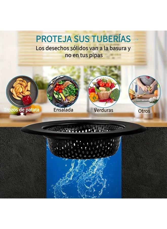 2pcs Black Stainless Steel Sink Drain Filter Anti Clogging Kitchen Bathroom - Image 5