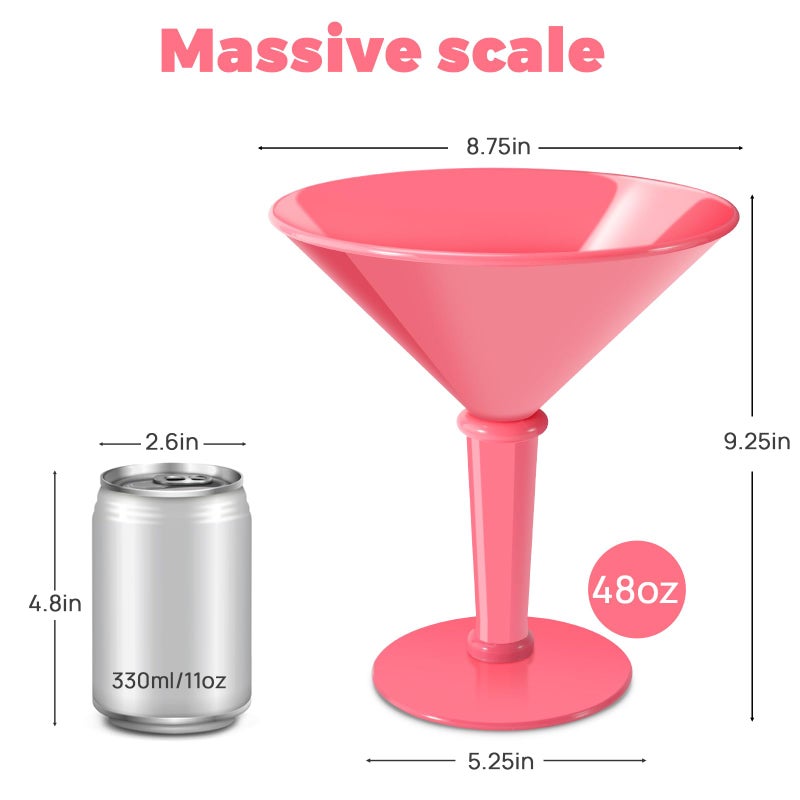 SAIAOKJ 48oz Giant Martini Glass Plastic Large Martini Glasses For Centerpieces Perfect For Martini Party Decorations Gifts & A Tini Bit Older Birthday(1pcs-ROSE RED) - Image 3