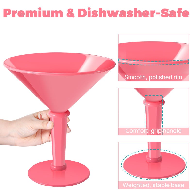 SAIAOKJ 48oz Giant Martini Glass Plastic Large Martini Glasses For Centerpieces Perfect For Martini Party Decorations Gifts & A Tini Bit Older Birthday(1pcs-ROSE RED) - Image 5