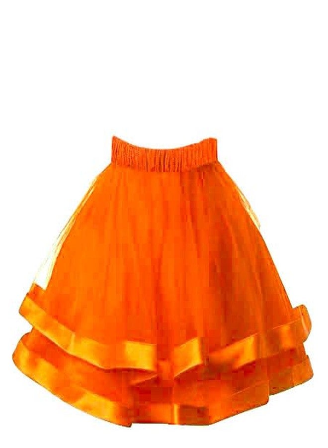 HIBA CREATIONS Baby Girl Orange tiranga Skirt with Head Band 7-8 Years - Image 3