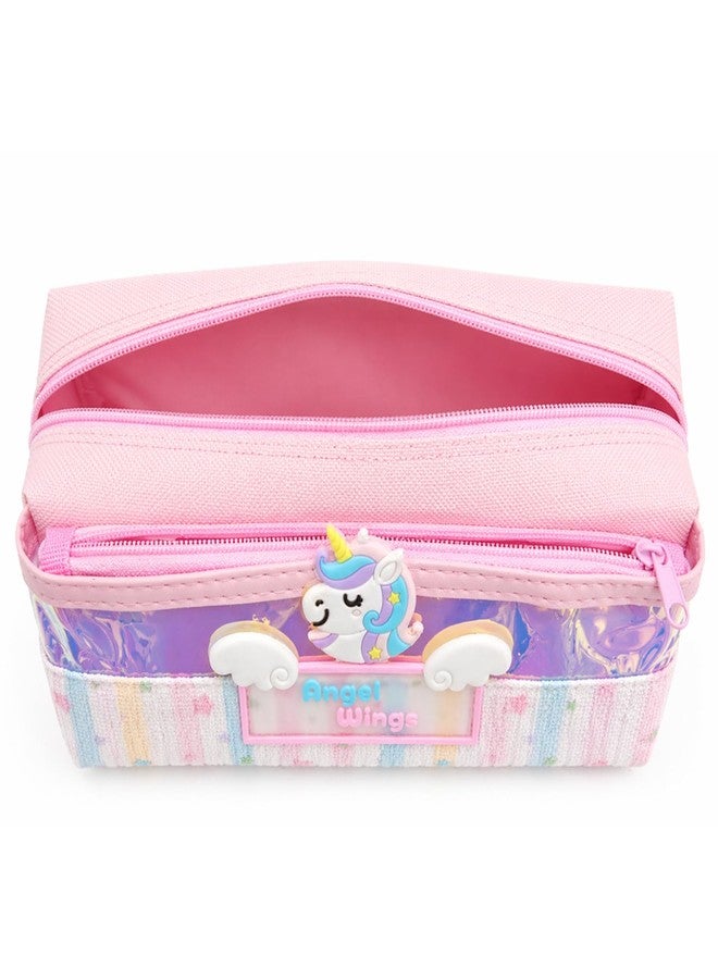 BLLUEX Large Capacity Pencil Case for Kids & Students, Durable Zipper Pouch, Aesthetic Stationery Organizer for School, College & Office (Boys & Girls) (Pink) - Image 2