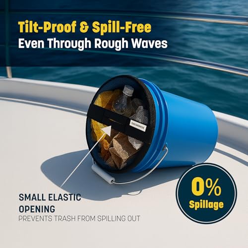 GALVANOX Mesh Lid for 5 Gallon Bucket Compatible with Yeti Loadout Buckets Boat Trash Can Cover for Fishing and Boating Black - Image 3