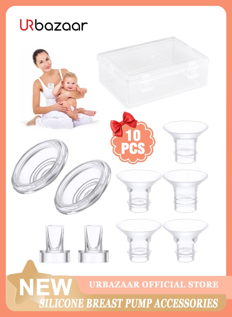 URbazaar 2 Pack Duckbill Valves & 2 PCS Diaphragm Compatible 5PCS Flange Inserts 13/15/17/19/21mm for 24mm Flange/Shield of Most Pumps, BPA Free Inserts, Compatible with Momcozy/Spectra/Bellababy/TSRETE/Nuliie Breast Pumps - Image 1