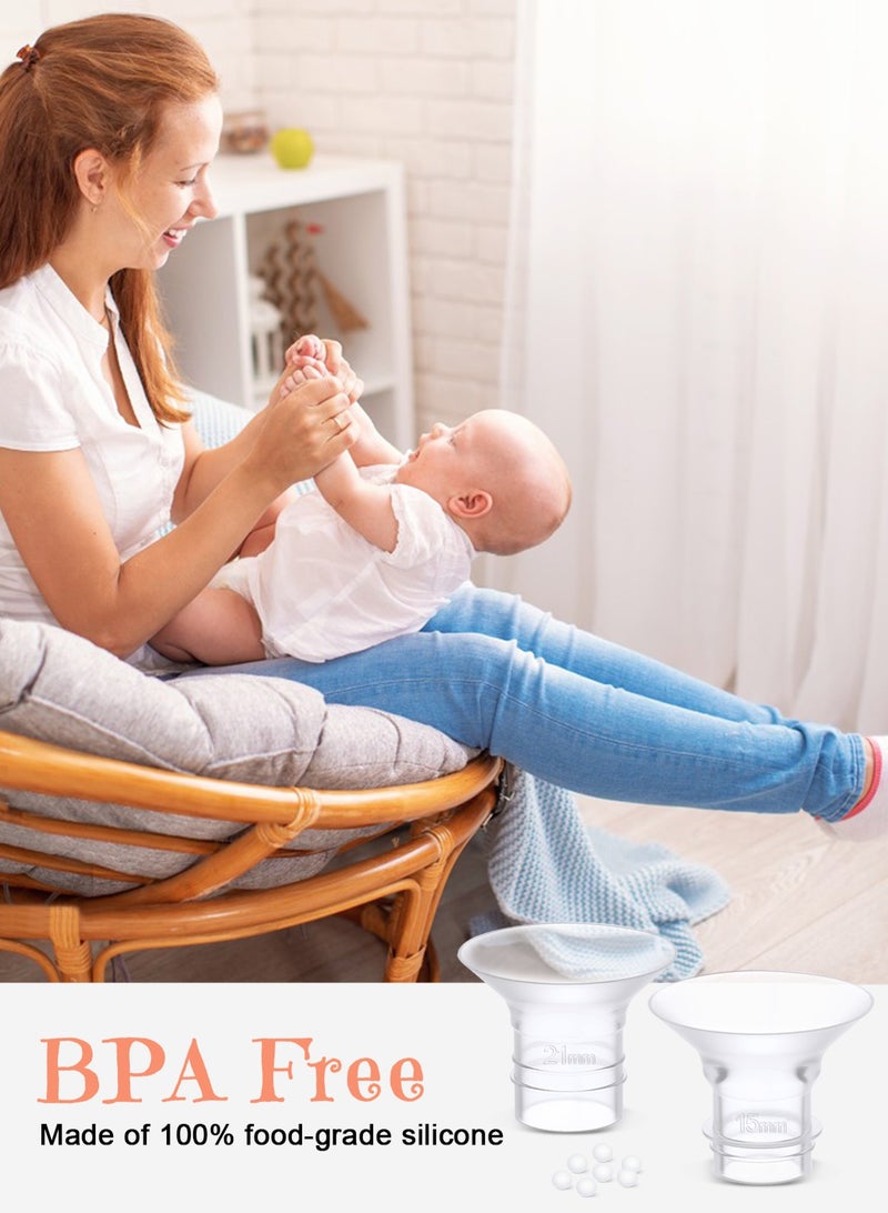 URbazaar 2 Pack Duckbill Valves & 2 PCS Diaphragm Compatible 5PCS Flange Inserts 13/15/17/19/21mm for 24mm Flange/Shield of Most Pumps, BPA Free Inserts, Compatible with Momcozy/Spectra/Bellababy/TSRETE/Nuliie Breast Pumps - Image 2