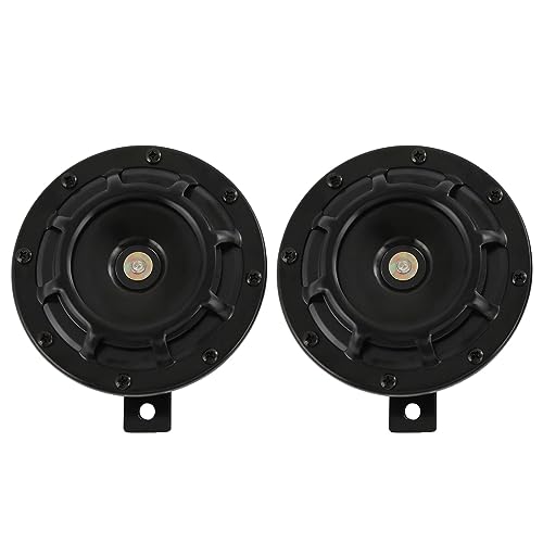 CARMOCAR Eletric Car Horn Kit 12V 135db Super Loud High Tone and Low Tone Metal Twin Horn Kit with Bracket for Cars Trucks SUVs RVs Vans Motorcycles Off Road Boats Black