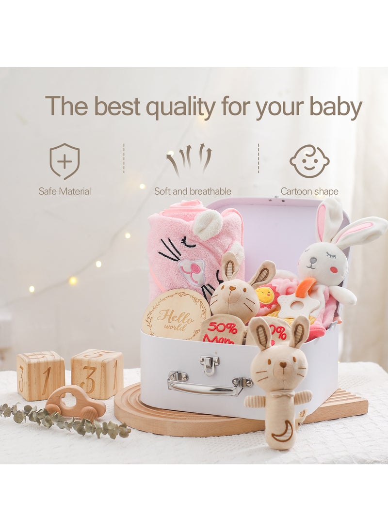 Beauenty - Baby gift Elephant Rabbit drool towel blanket Baby milestone photo shoot toy bath set - Image 1