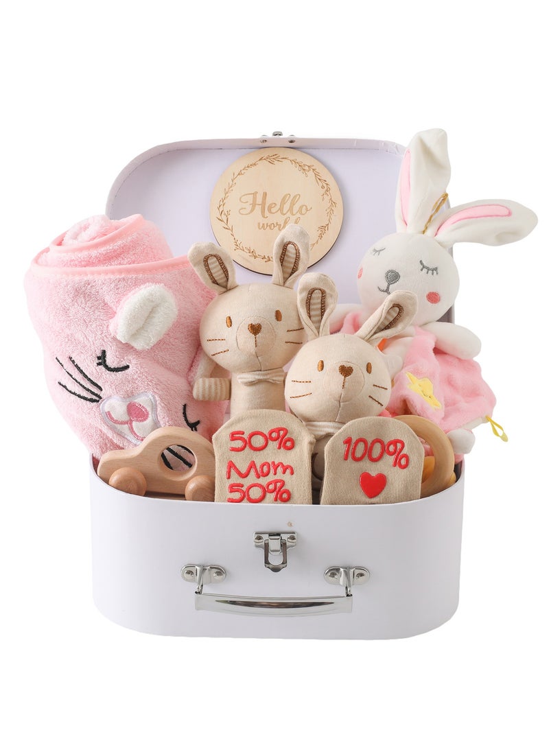 Beauenty - Baby gift Elephant Rabbit drool towel blanket Baby milestone photo shoot toy bath set - Image 1