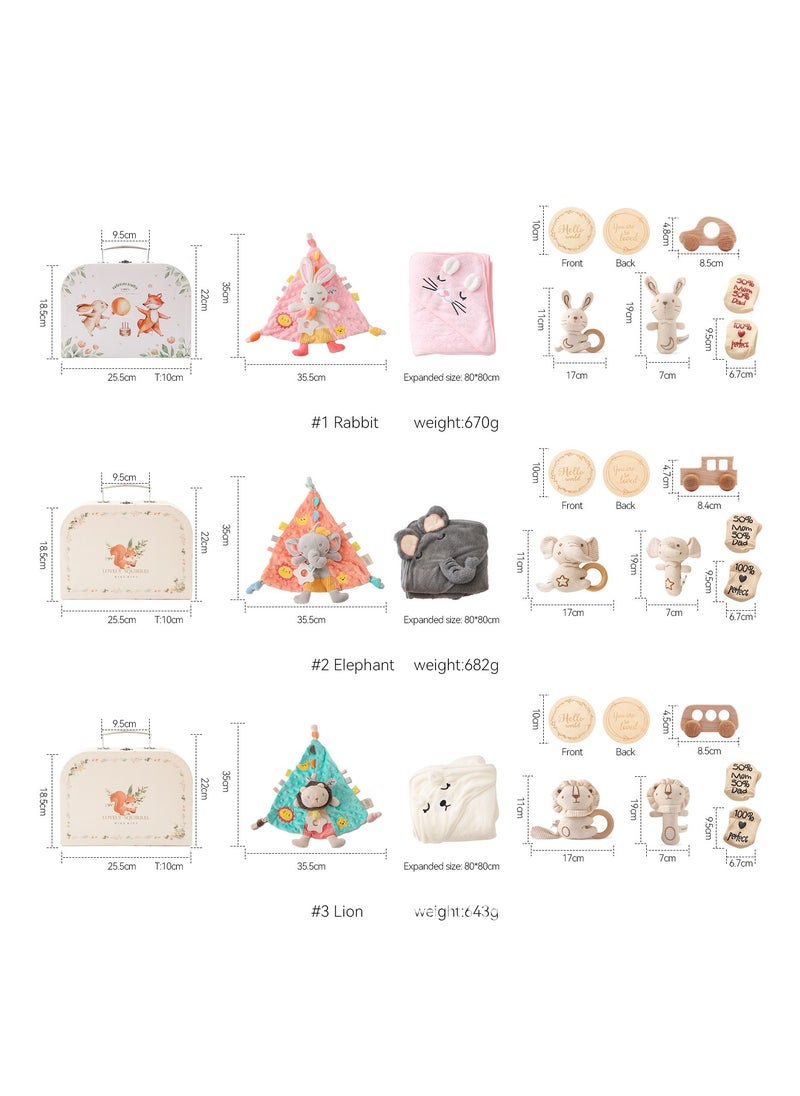 Beauenty - Baby gift Elephant Rabbit drool towel blanket Baby milestone photo shoot toy bath set - Image 1