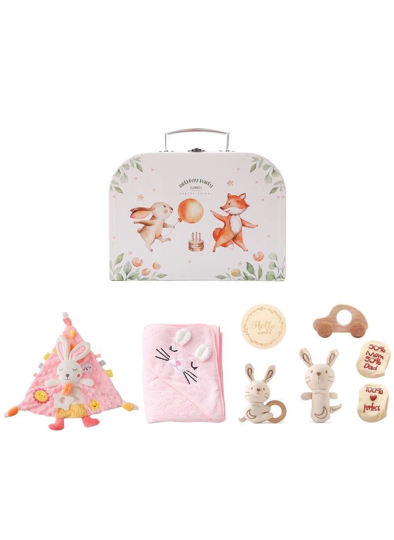 Beauenty - Baby gift Elephant Rabbit drool towel blanket Baby milestone photo shoot toy bath set - Image 1