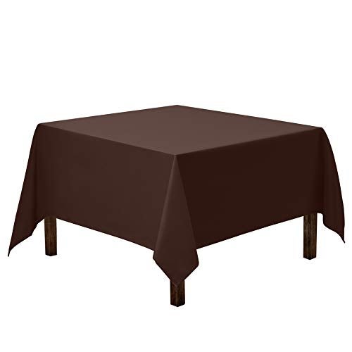 Gee Di Moda Square Tablecloth - 52 x 52 Inch Chocolate Table Cloth for Small Square or Round Tables - Heavy Duty Washable Fabric - for Buffet Table, Holiday Party, Dinner, Wedding & Baby Shower - Image 1