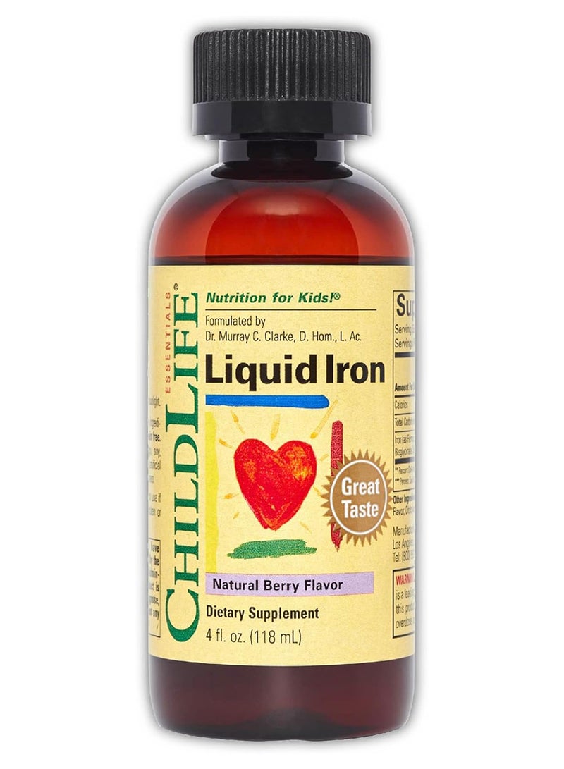 CHILDLIFE Essentials Liquid Iron Natural Berry Flavour 4 Fl Oz 118Ml - Image 1