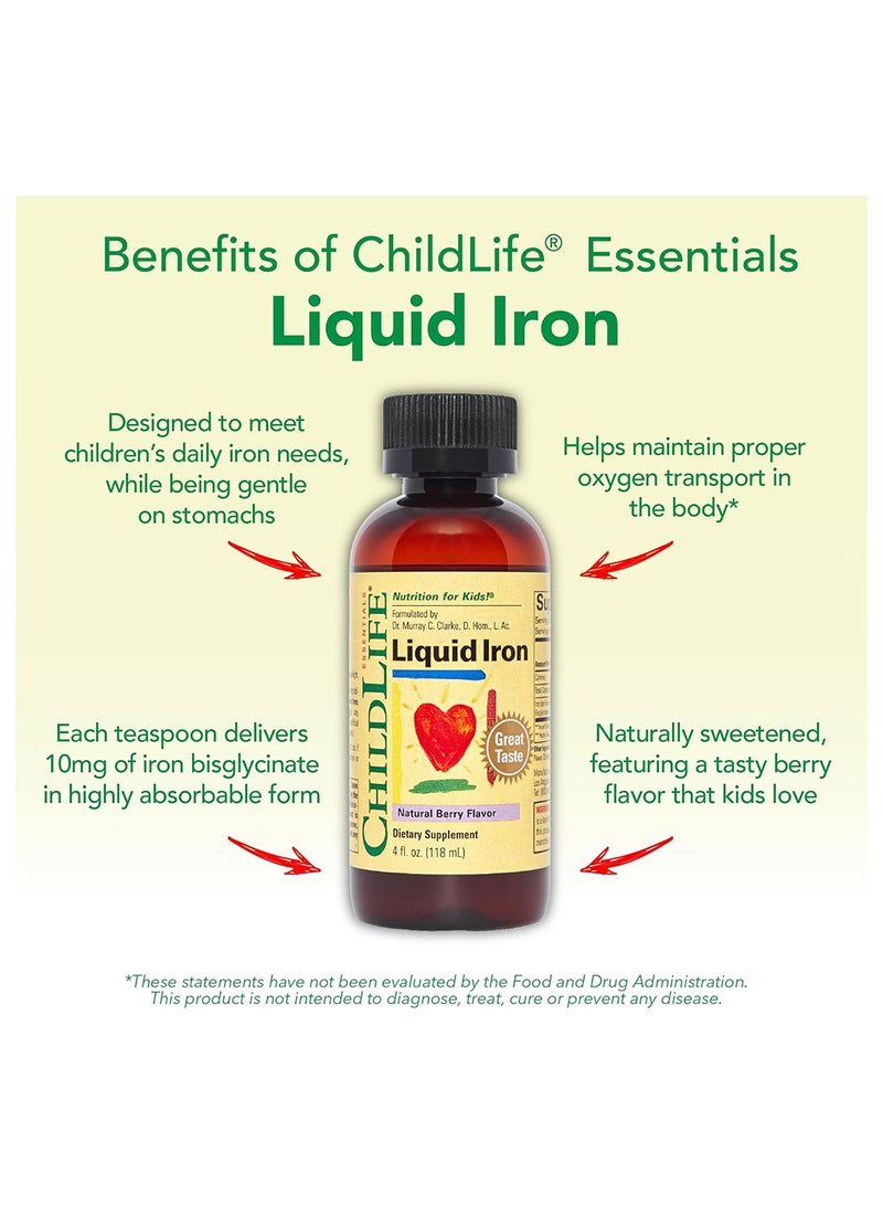 CHILDLIFE Essentials Liquid Iron Natural Berry Flavour 4 Fl Oz 118Ml - Image 5
